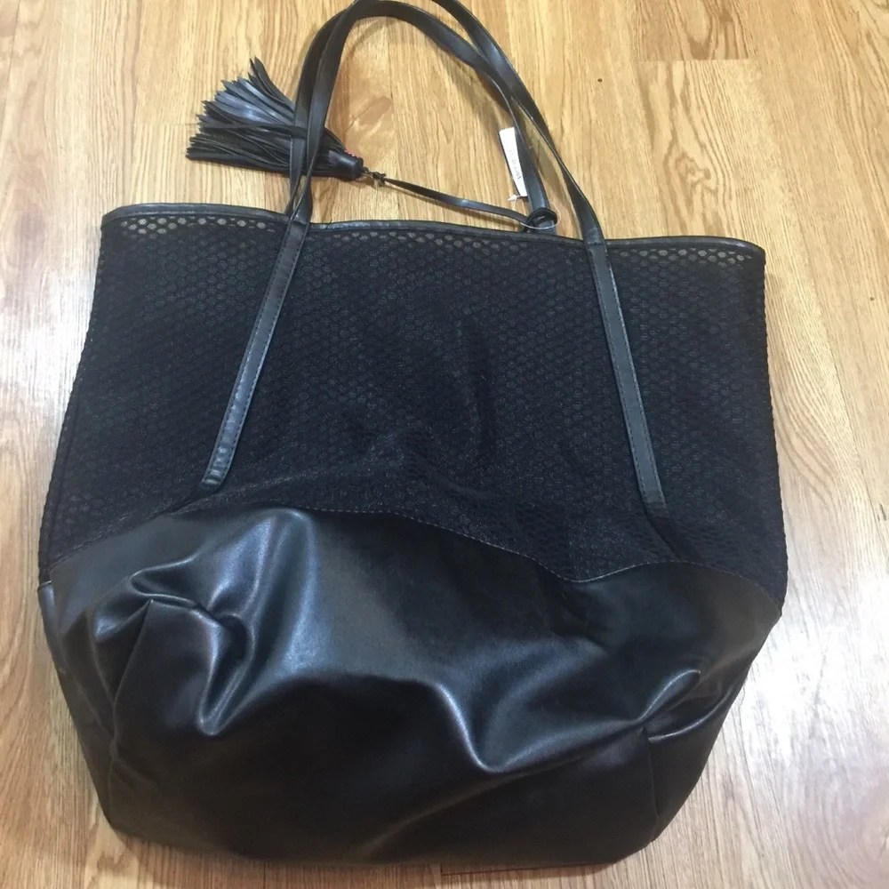 Victoria Secret Black Mesh Beach Carry All‎ Bag New